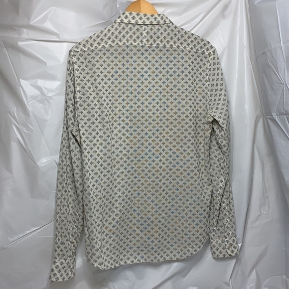 Men’s & Sons Garment Co Off White W Blck Clover Button Dn Long Sleeve Shirt S L - Picture 3 of 5